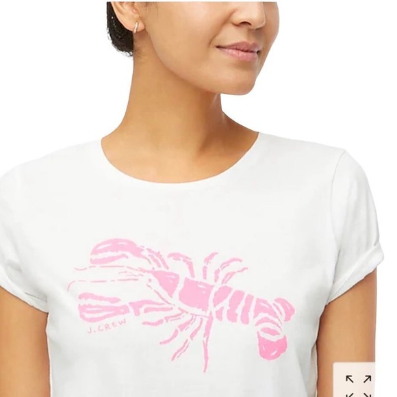 J. Crew Factory Size S Collector Crewneck Hot Pink Lobster Graphic Tee Shirt NWT - Picture 6 of 6
